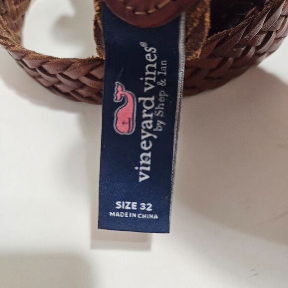 Vineyard Vines Woven Leather Belt Brown Preppy Golf Sportswear Size 32 - Picture 2 of 6